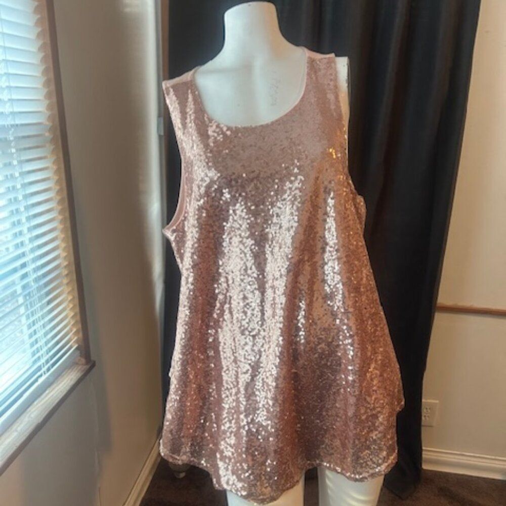 RUE+ Rosegold  sleeveless sequin top, size 2X